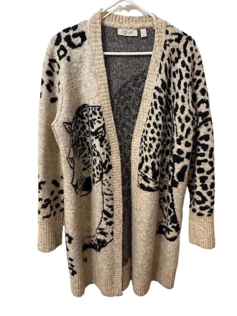 RD Style Open Front Leopard Cardigan Sweater